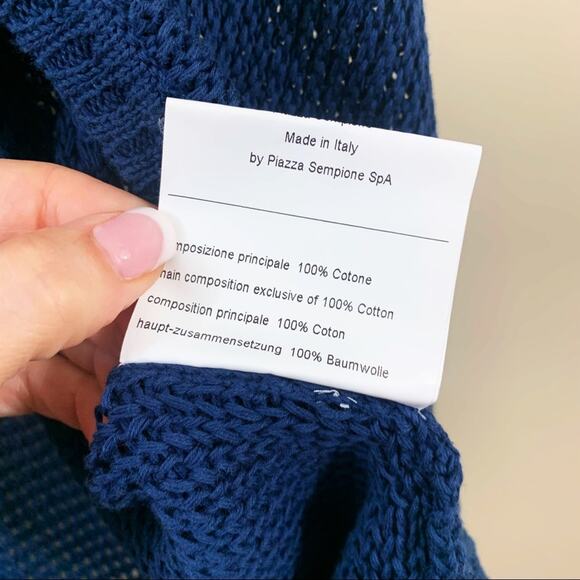 Piazza Sempione Navy Knit Short Sleeve Cardigan - Picture 4 of 5